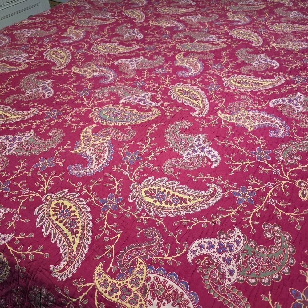 Noble Excellence Vintage Red Floral Patchwork Quilt King Size 108x94" - Picture 4 of 16